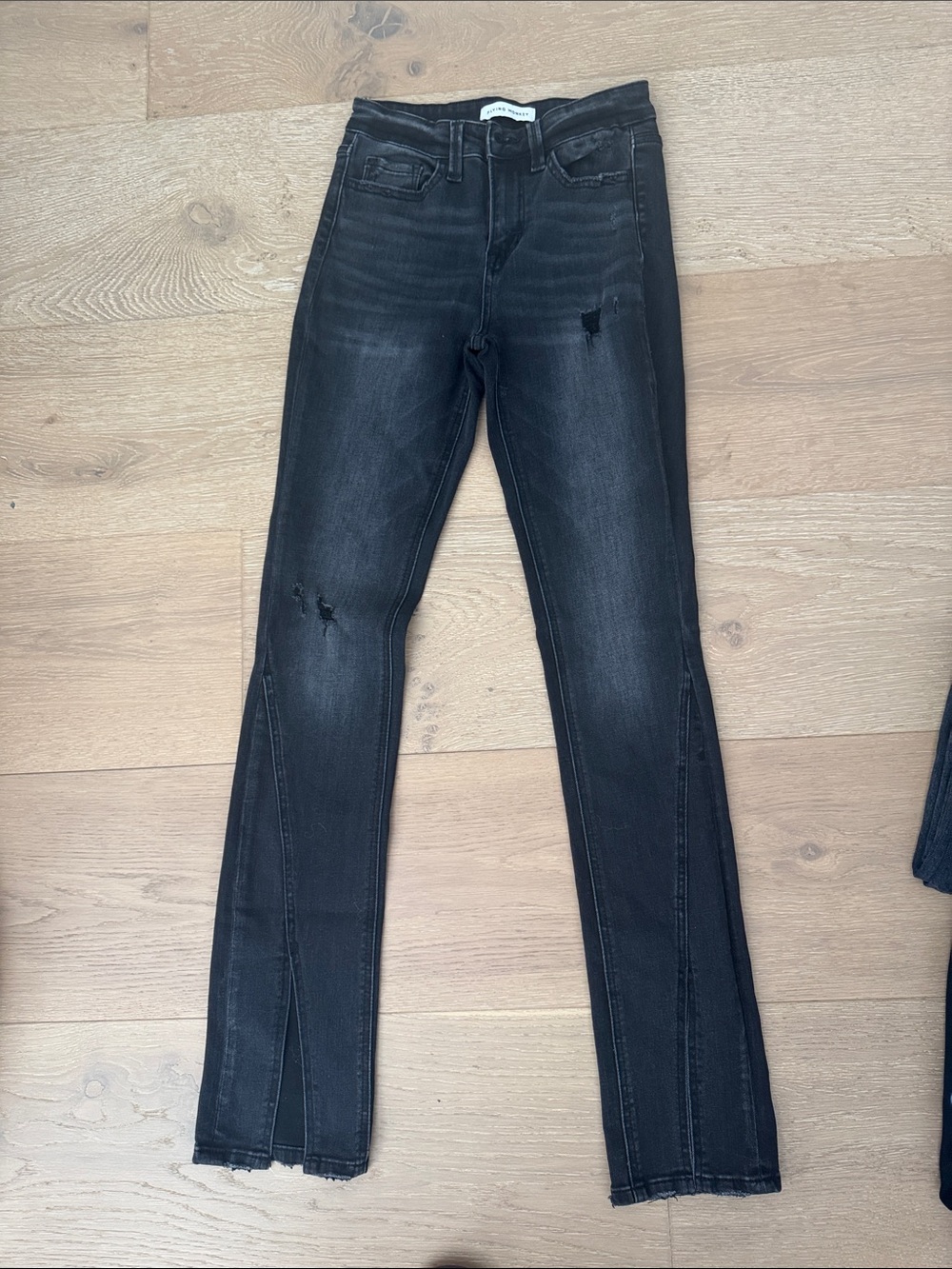 Flying Monkey Black Straight Leg Distressed Jeans